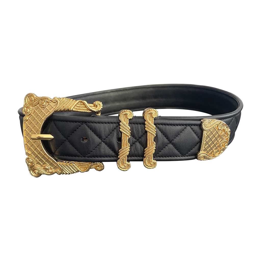 BALMAIN QUILTED LEATHER BELT